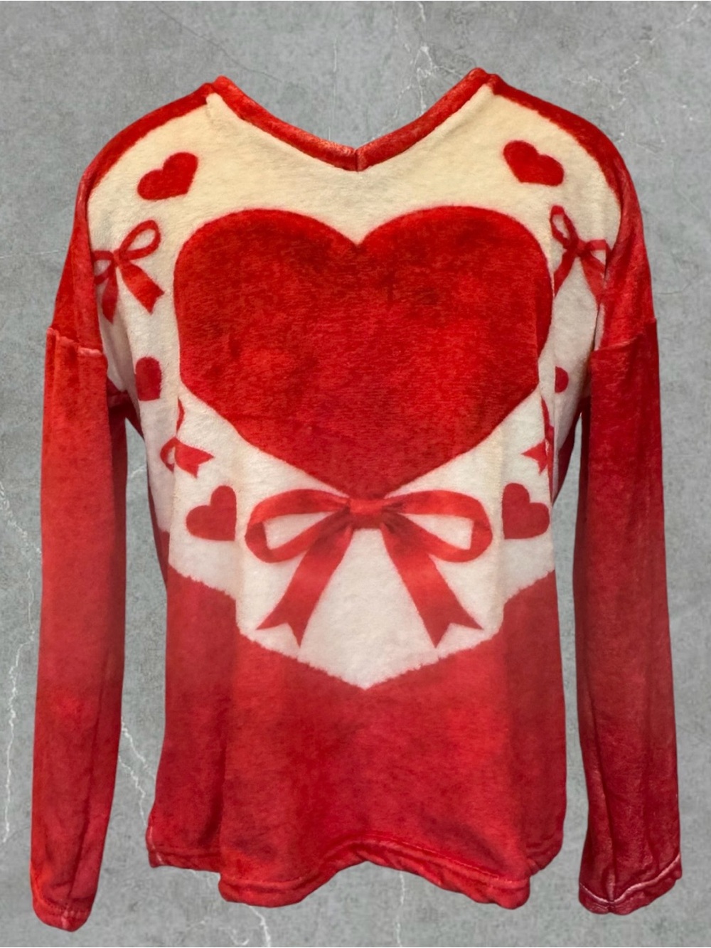 2 for $30 | Valentine’s Day Cozy Red Heart-Print Plush Pullover